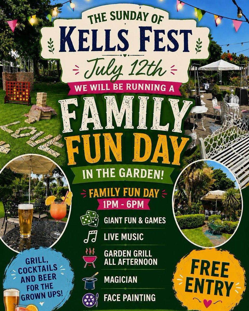 DiscoverBoyneV's tweet photo. Its all happening in Kells this weekend! 

Get ready for an unforgettable night of live country music in the Headfort Arms garden at Kells Summerfest 2026! On Sunday, enjoy a family fun day in the garden! 

Tickets are just €25 and are available from https://t.co/PVoCwUfza8 https://t.co/jCITJcUAQG