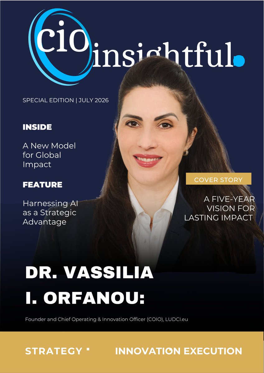 cioinsightful's tweet photo. Congratulations to Dr. Vassilia I. Orfanou, Founder &amp; CEO, Luxembourg’s Diplomatic &amp; Communications Institute SaRL-S, on being recognized among the "Top 5 Most Empowering and Visionary Personalities to Watch in 2026." 👏

#CIOInsightful #Leadership #VisionaryLeaders #Top5 https://t.co/aRZ650cema