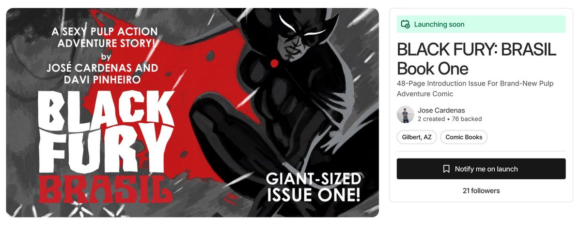 Nowayjosecarden's tweet photo. Thanks to the Lovely @louisjsouthard, Black Fury Brasil #1 is now at 21 followers! 

Today’s goal for @davipinheiroart and I is to get to 30 followers.

If we reach that goal, we’ll share a lettered preview of the first three pages! 

Find out what’s going on by following! https://t.co/Thf2pm2lCN