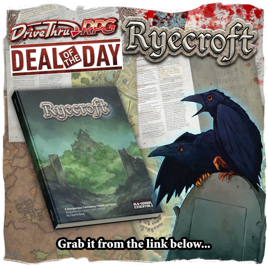 Monk3yBlood's tweet photo. Discover Ryecroft: Deal of the Day on DriveThruRPG
It’s a compact, old‑school cemetery crawl packed with eerie encounters, detailed maps, and hardly any undead!!
Great for GMs who want strong flavour and early‑level danger, this one’s for you.
#TTRPG #OSR #DriveThruRPG https://t.co/VQPAr7MKd9