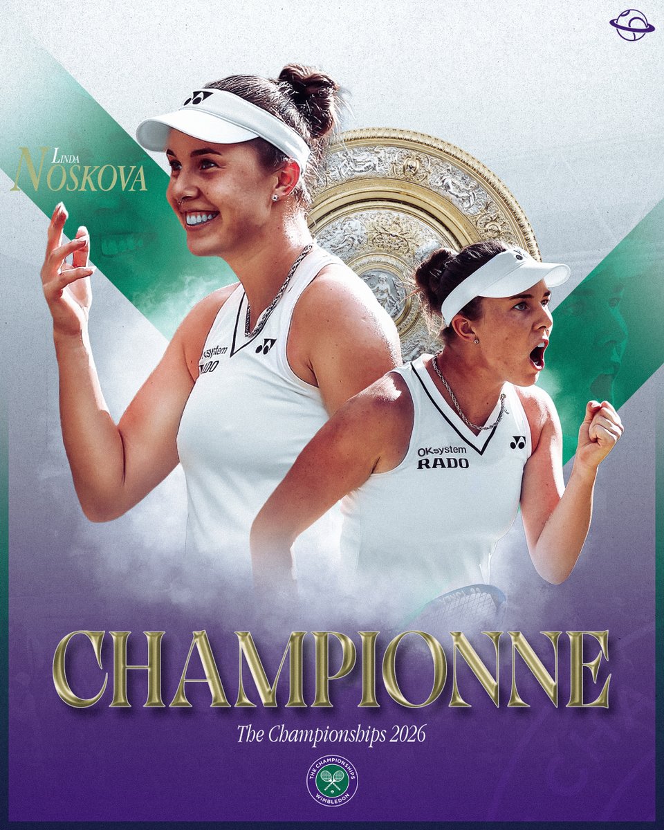 UniversTennis's tweet photo. 👑 NOSKOVA REINE DE #WIMBLEDON

Linda Noskova domine Karolina Muchova en finale (6-2, 5-7, 6-3) et décroche son premier titre du Grand Chelem à 21 ans. 🤯🇨🇿

Elle devient la plus jeune championne depuis Petra Kvitova en 2011. 🏆💎