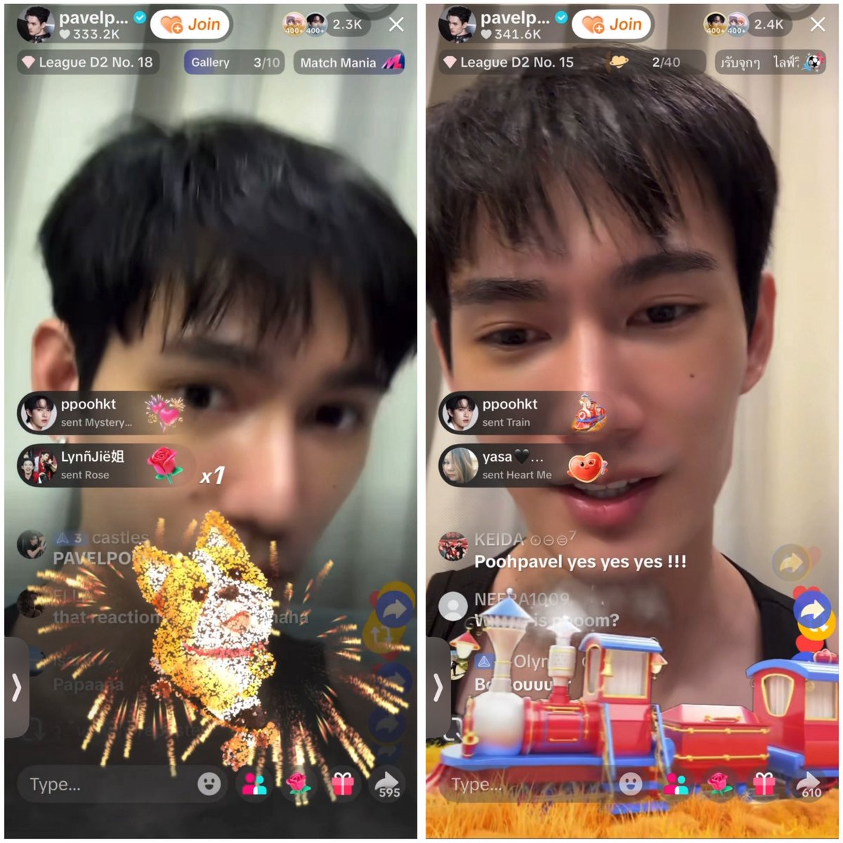 poohpaveling's tweet photo. 🐈: 🙀 Pupu you gave me a whale?! baby! Pooh gave me a whale 

after that he also gifted Pew a puppy fireworks and train 🙈🤭

#poohpavel #ppoohkt #pavelphoom https://t.co/A2yAvc7qFD