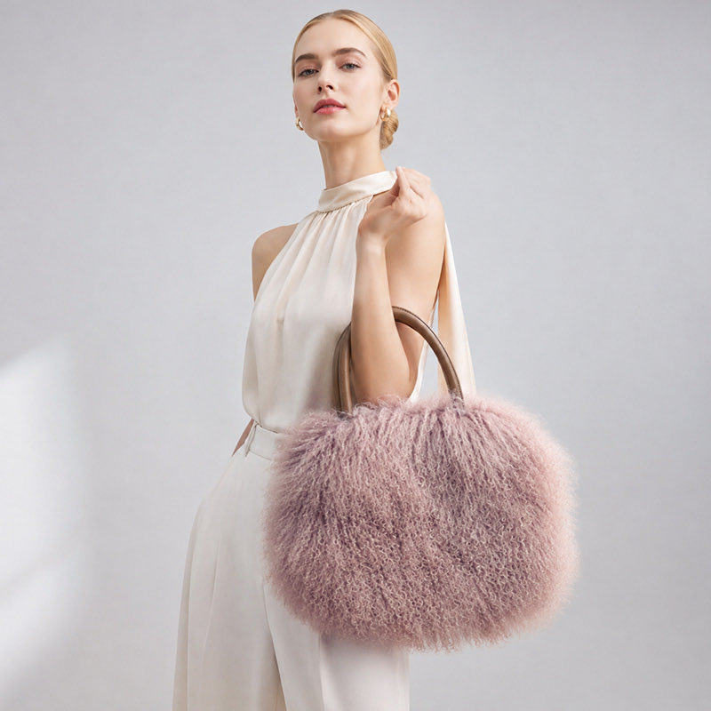 DAYMISFURRY's tweet photo. Soft Lilac Mongolian Sheepskin Tote — Exceptionally Distinctive. #furbag #bag #sheepskinbag #totebag #accessory #womenswear #womenfashion #ladyfashion #ladystyle #accessory #realfur #fashionbag #uniquebag https://t.co/WCoxVGgxcF