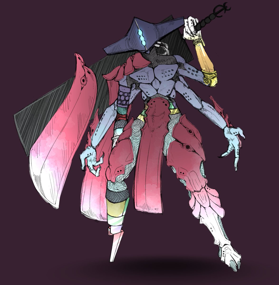 edgeVoracious's tweet photo. Concept sketch for a new Dread unit I paper designed a while back called a Herald.

Meant to be a knight/centurion tier combatant for the Dread that focuses on area control. Summons Shadow Husks and charges a taken blast similar to the Nameless Apprentices from Equilibrium. https://t.co/fCYOaAHDhP