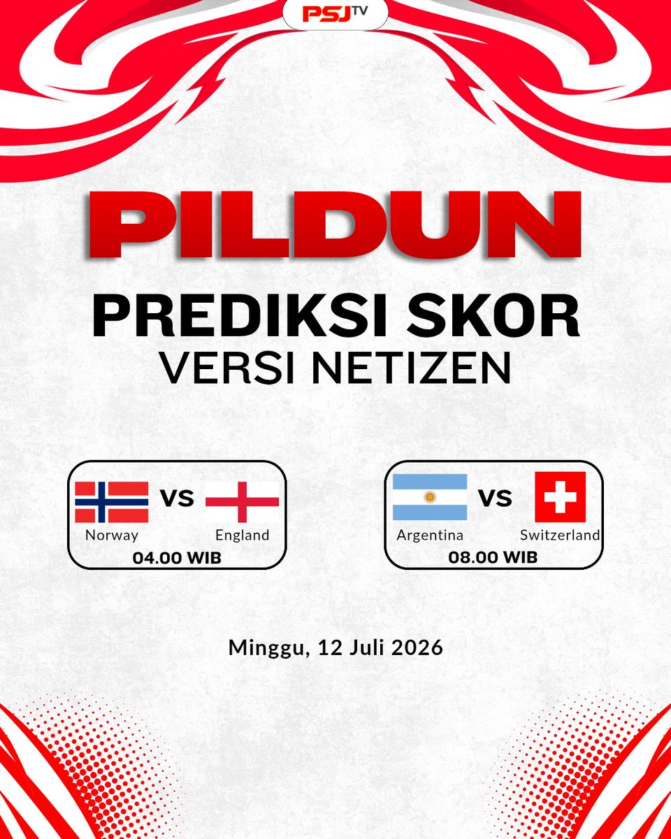 tv_psj's tweet photo. Laga esok hari.. Prediksi kalian? Tulis di kolom komentar🔥
#pialadunia #prediksiskor #fifamatchday #psjtv https://t.co/rKYUBkMyeN
