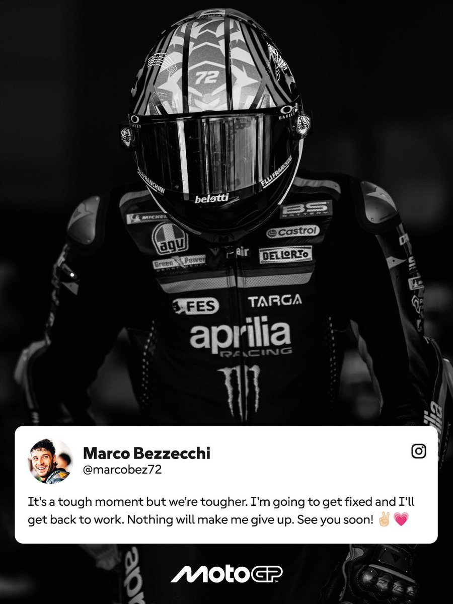 MotoGP's tweet photo. Ready to come back stronger, and he means it 👊 

Wishing you all the best, Bez! 

#GermanGP 🇩🇪 https://t.co/QB6VXmZATy