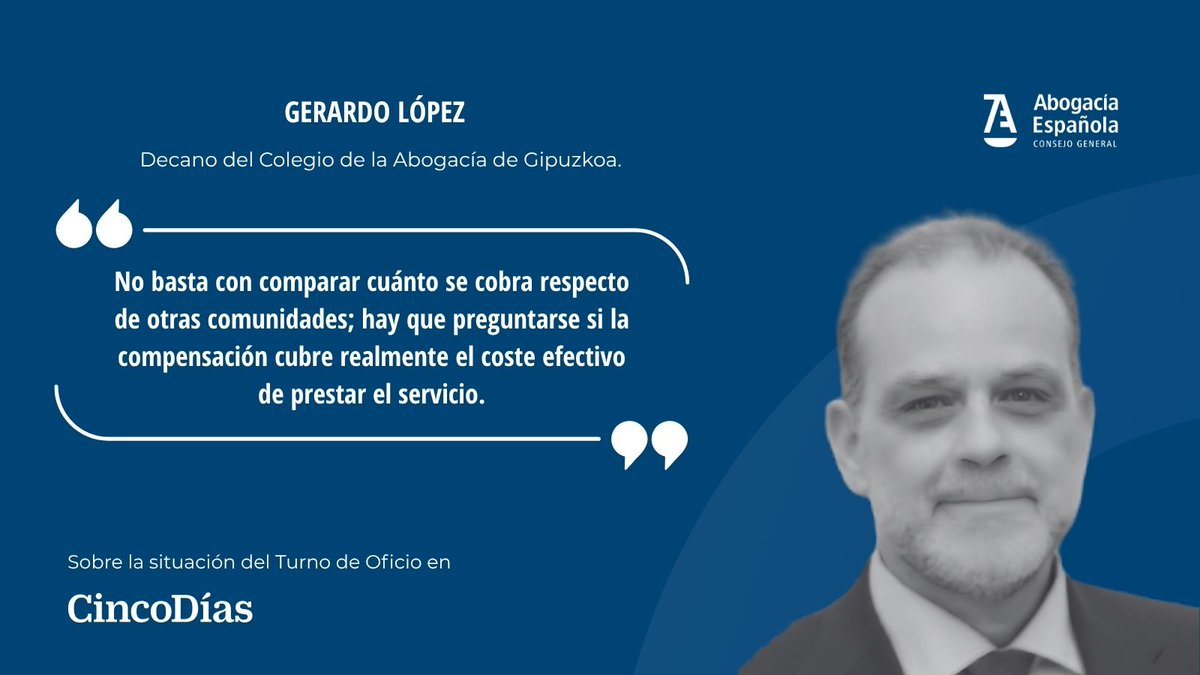 Abogacia_es's tweet photo. 🚨 El #TurnoOficio no puede sostenerse solo con vocación.

Abogacía Española reclama una reforma que garantice una financiación adecuada, condiciones dignas para los profesionales y la sostenibilidad del sistema, porque está al límite.
Defender el servicio esencial es proteger el derecho de defensa de toda la ciudadanía.

Con declaraciones de @SGMSALVADOR1, presidente de Abogacía Española; @AMendezBer, presidente de la Comisión de Asistencia Jurídica Gratuita y Función Social de Abogacía; @Mijavimargar, decano del @icavalladolid; y Gerardo López, decano de @ICAGInforma.

🗞️ @CincoDiascom.

#DíaJusticiaGratuita #JusticiaGratuita

https://t.co/SDlIPR3y4T