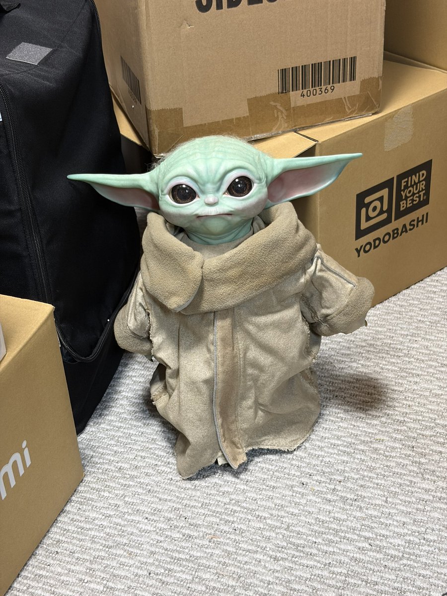 10_10_'s tweet photo. サイドショウのライフサイズをお迎えしました…☺️
悩んでいたところに３０パーオフ…！！
海外通販でやや不安でしたが難しいのは電話番号の書き方くらいでした。
日本についてからはゆうパックになって届きました。安心してお迎えしてください…

そこに…いる…ライフサイズ…

#Grogu https://t.co/wq501TBrXG