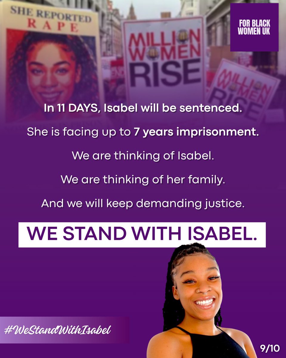 forblackwomenuk's tweet photo. In just days, Isabel will be sentenced and she faces up to 7 years.
We are thinking of Isabel.
We are thinking of her family.

And we will continue to demand JUSTICE. https://t.co/Ool2U8hj8Q