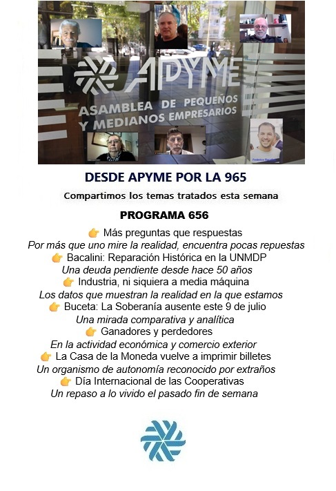 ApymeMdp's tweet photo. DESDE APYME: RESUMEN DE NOTICIAS - PROGRAMA 656
https://t.co/I15rDolXPJ https://t.co/RNCGnpx6HF