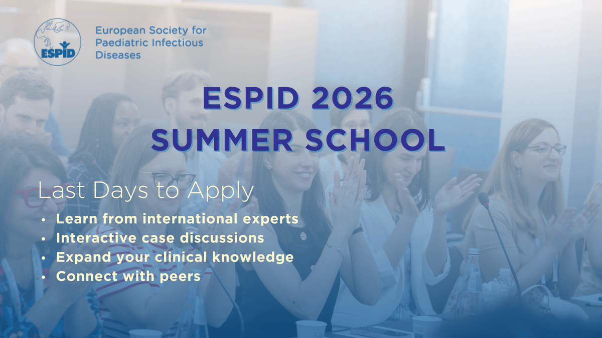 ESPIDsociety's tweet photo. 📢Last days to apply! The 3rd ESPID Summer School on Congenital and Perinatal Infections brings together participants and expert faculty for four days of interactive learning, practical case discussions, and meaningful exchange.

Deadline: 14 July 2026
🔗: https://t.co/JtKJVV8sG8 https://t.co/ruhIV9eogc