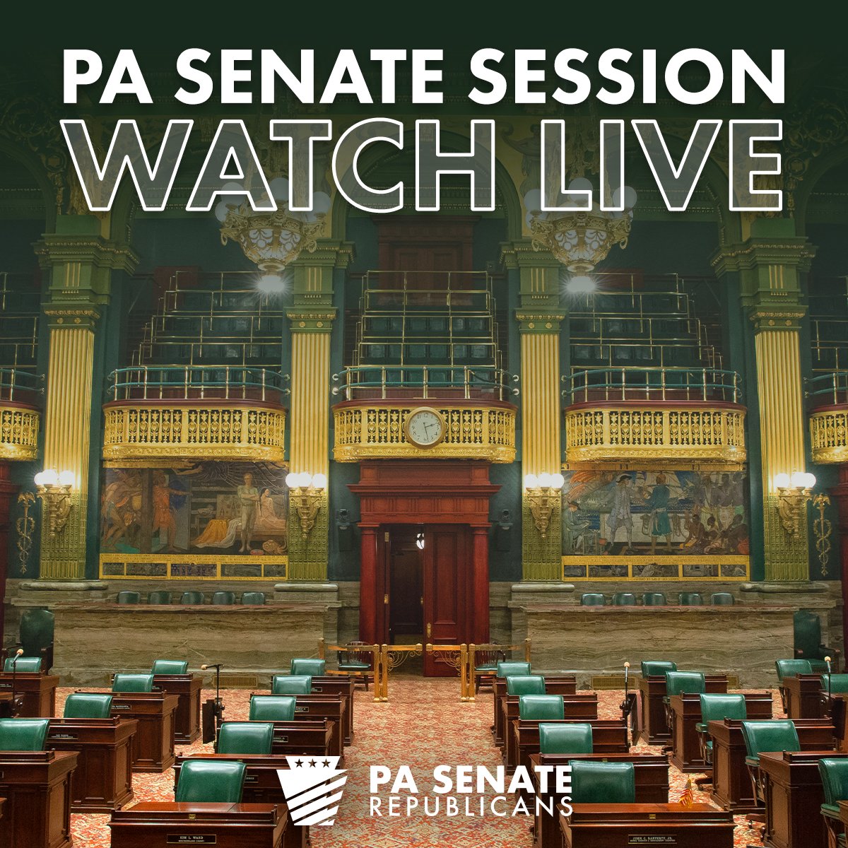 PASenateGOP's tweet photo. 𝐒𝐚𝐭𝐮𝐫𝐝𝐚𝐲 𝐢𝐧 𝐭𝐡𝐞 𝐒𝐞𝐧𝐚𝐭𝐞
The Senate goes into session at 5 p.m.
📺 Watch session live ➡️ https://t.co/91rPRXh0nl https://t.co/68ji3yA5hu