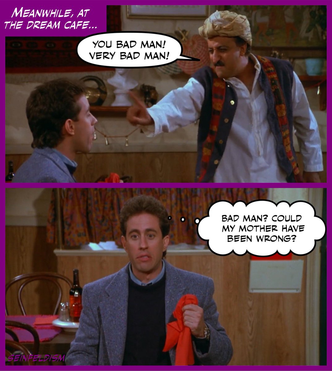 Seinfeldism1's tweet photo. Bad man? Could my mother have been wrong? #Seinfeld #TheCafe https://t.co/OwXtoCxdSv
