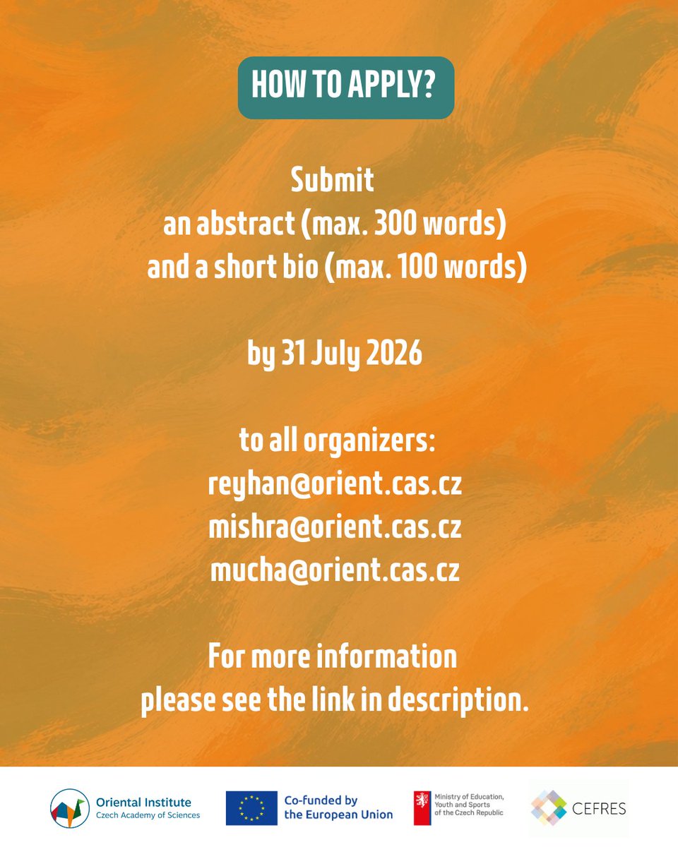 Orientalniustav's tweet photo. 📢#CFP: How do colonial legacies continue to shape contemporary societies? Submit your paper for the #workshop #Postcoloniality, #Decolonisation, and #Anticolonial Thought from Non-Western Perspectives.
(@CefresCz | 17.09.2026)
⏰ Deadline: 31.07.2026
ℹ️ https://t.co/3hXlrVovWk https://t.co/XOzeyrIcMF
