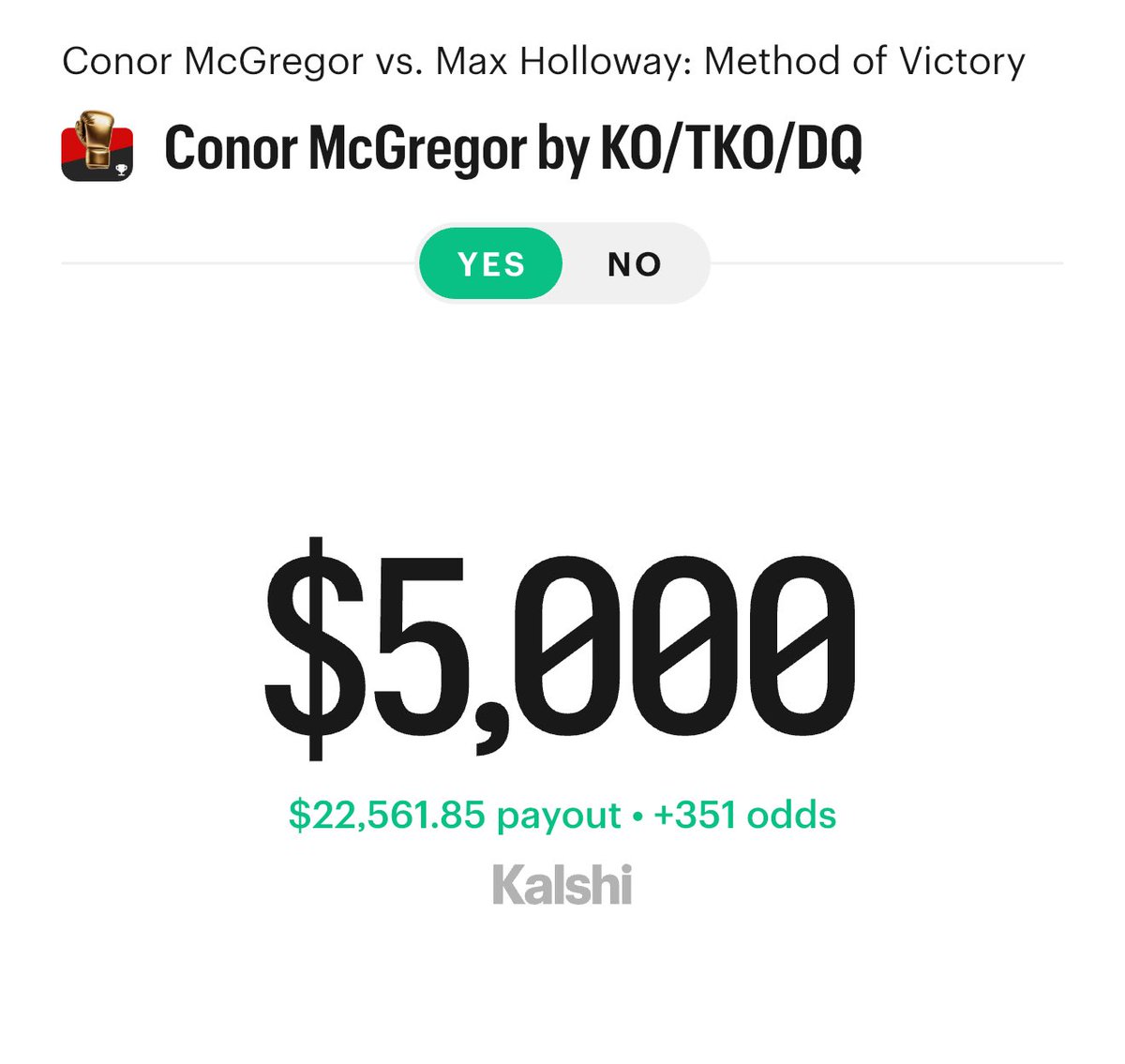 OddsJam's tweet photo. McGregor KO’s Holloway tonight 🚨

If he does we’re giving away $500!

How to enter:
• Like 
• Retweet 
• Follow

Want to get in on the action? Sign up to Kalshi now ➡️ https://t.co/Jt0eVUhmGJ https://t.co/BQQUZRNfjS