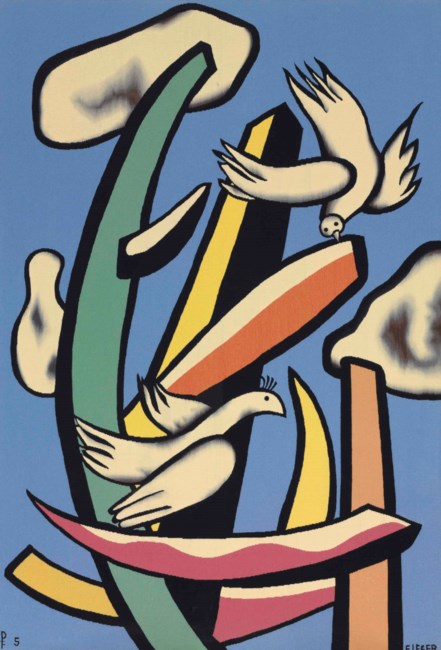 MenschOhneMusil's tweet photo. After a design, Fernand #Leger (1881-1955) Oiseaux blancs sur fond bleu. https://t.co/h6aVf33z0l