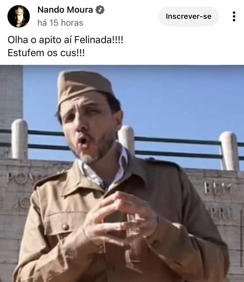 renato_battista's tweet photo. O Bafo Moura @moura_101 não é apenas criminoso e vagabundo, além de tudo ele é burro e retardado mental.

O Renan gravou um vídeo com o uniforme usado pelos heróis da revolução constitucionalista de 32, falando sobre a luta deles por liberdade e contra a ditadura de Vargas.

Mas o mongoloide acha que é um “apito” sobre… nazismo 😂😂😂

Eu já vi gente burra, mas igual esse adorador de travecos não tem igual.