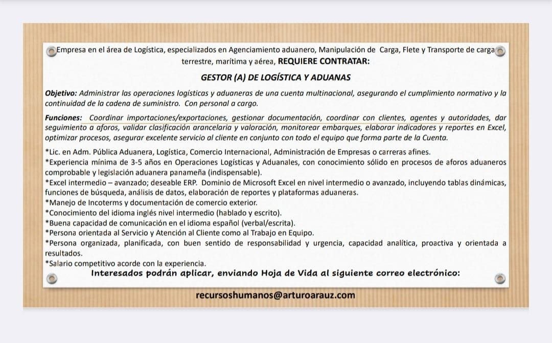 empleoscvpanama's tweet photo. Gestor (a) de Logística y Aduanas

https://t.co/XJ8NMtWJiK

#cvpanama #panama #empleospanama #Vacantes #empleos https://t.co/FNHeh0FVY2