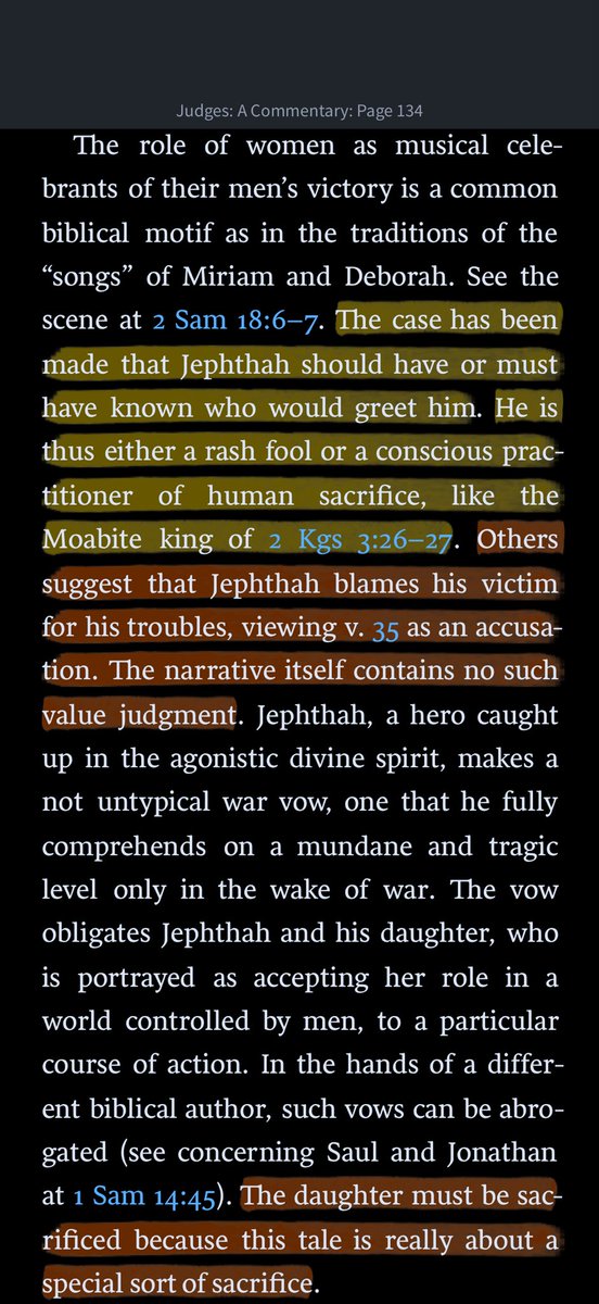 Christianous100's tweet photo. @wheatthinwiens @CrankyFed I’ll double check Jordan’s work when I am able, but I find this perspective far from compelling. 

The wording of the vow is pretty explicit: “I will cause it/him to go up as a burnt-offering (‘olah).”

I think this is the majority reading, in spite of theological difficulties https://t.co/tzk3o1BZpK