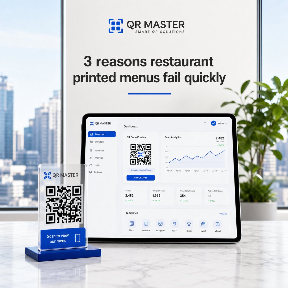 TIMO_QRMASTER's tweet photo. Stop reprinting menus when prices change. Dynamic QR codes let you update prices, dishes and specials without printing again. Keep your menu, read scans live and save reprints. Build your first dynamic QR: https://t.co/lJQp7OFsby #QRCode #DigitalMenu #QRMaster https://t.co/IDOJlKCvkk