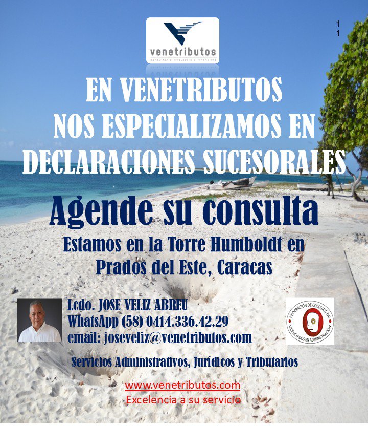 venetributos's tweet photo. Les asistimos y le apoyamos en todo este engorroso proceso, para que sea lo más expedito posible, desde la obtención del RIF Sucesoral hasta el Certificado de Solvencia.

#sucesion #declaracion #herencia  #impuesto #seniat #herederos #legado #tranquilidad #patrimonio #bienes https://t.co/glwSvOvH0t