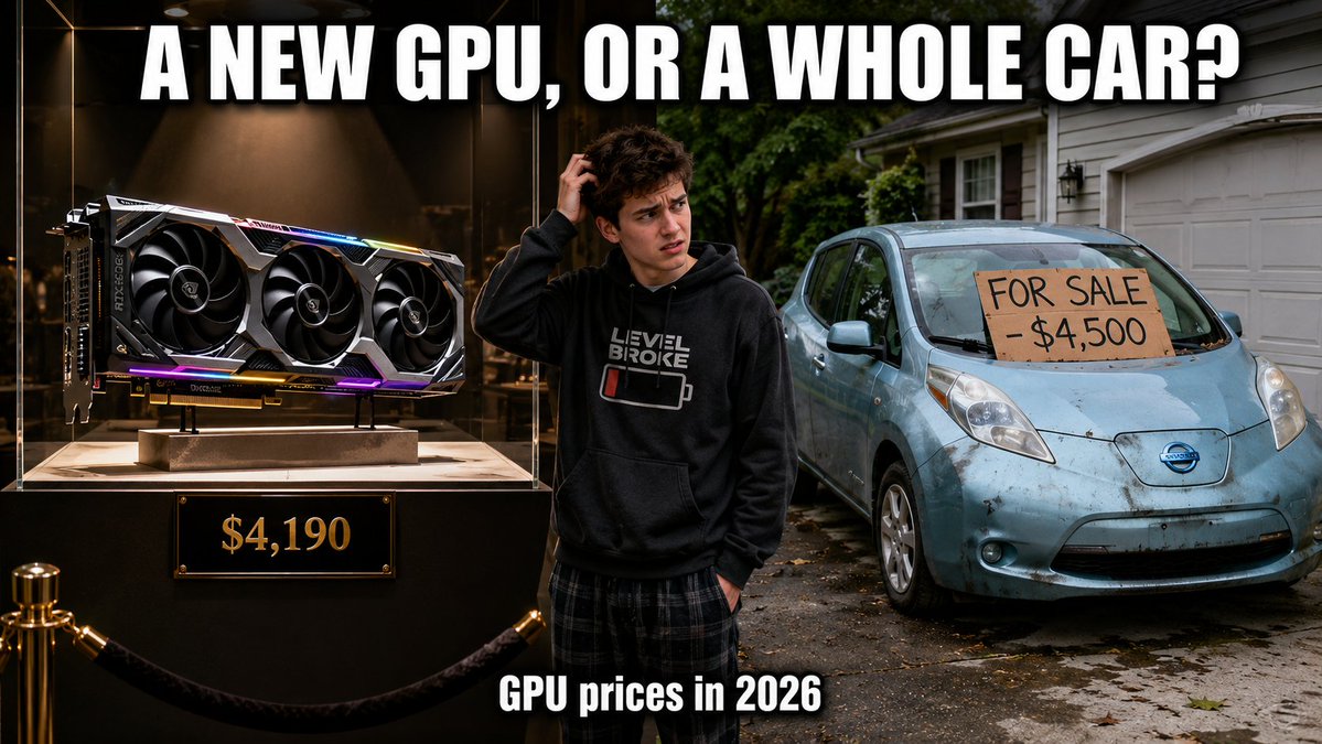 bottleneck_pc's tweet photo. Genuinely a 2026 problem: a new GPU, or a whole used car?

An RTX 5090 is $4,190. A running used car is ~$4,500.

One does 240 FPS. The other does 0-60 in 11 seconds.

Which are you actually buying? 👇 https://t.co/EdYxZSj9WX