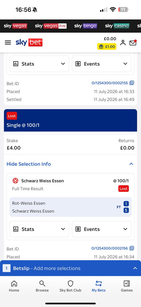 conrus0's tweet photo. If sky have made this mistake with Schwarz-Weiß Essen they should pay out I don’t understand why they shouldn’t ?? @SkyBetHelp https://t.co/BzMdKJHEHm