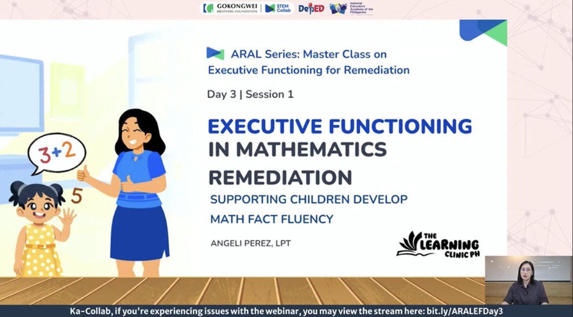glamdawn27's tweet photo. ARAL SERIES: MASTER CLASS ON EXECUTIVE FUNCTIONING FOR REMEDIATION

Day 3 ✅

Completed the 3 days webinar. I can use this topic for the LAC Session. Assuredly, my fellow educators will enjoy it. 🙂

#DepEdNEAP #GBFSTEMCollab #GokongweiBrothersFoundation https://t.co/k9dyiY6C8w