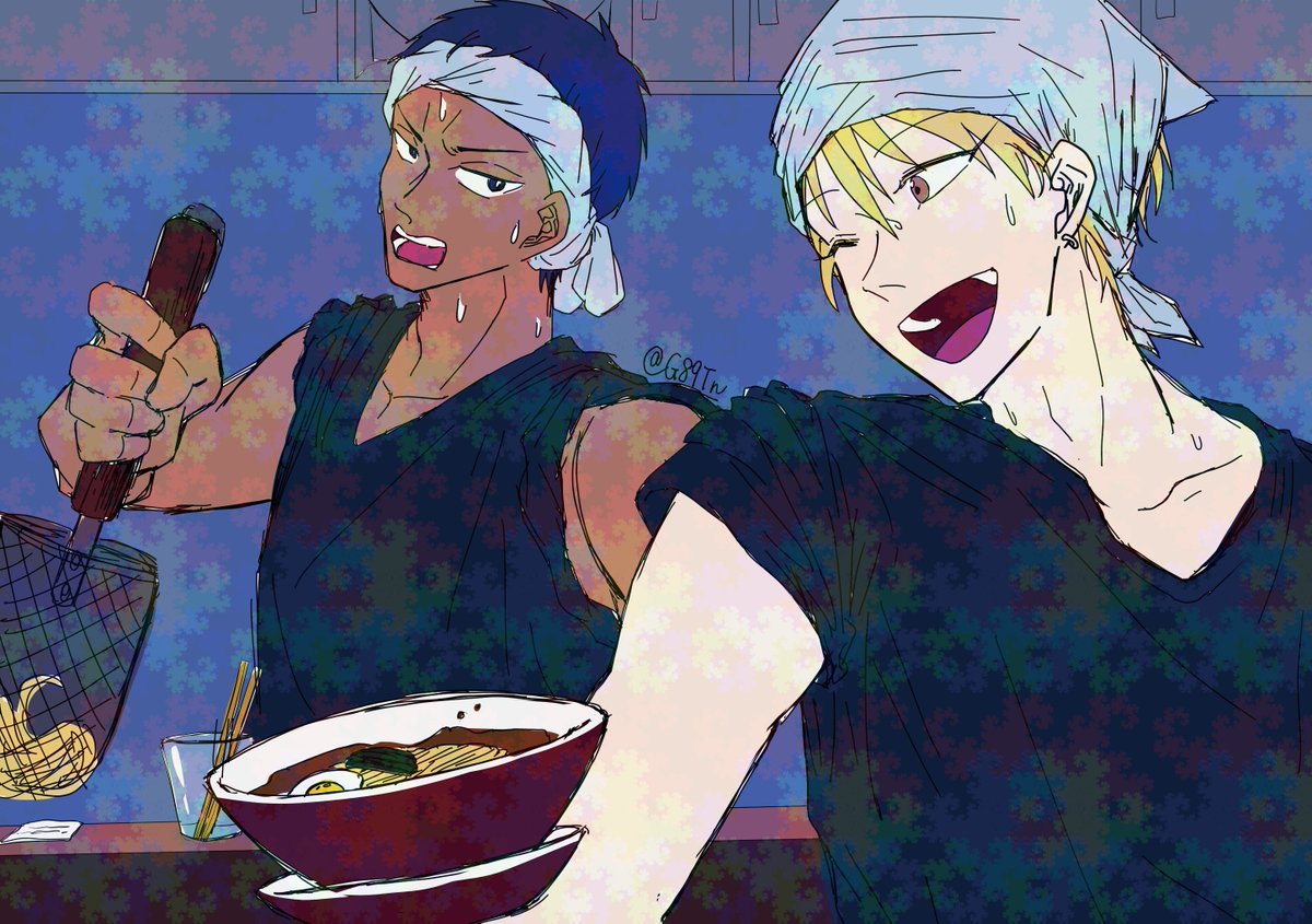 G89Tn's tweet photo. 青黄ワンドロ💙💛
お題：「ラーメンの日🍜」
#aoki_60min 
( @aoki_60min )
(投稿遅刻ですみません〜タグ失礼します〜) https://t.co/7DJyl3ssR2