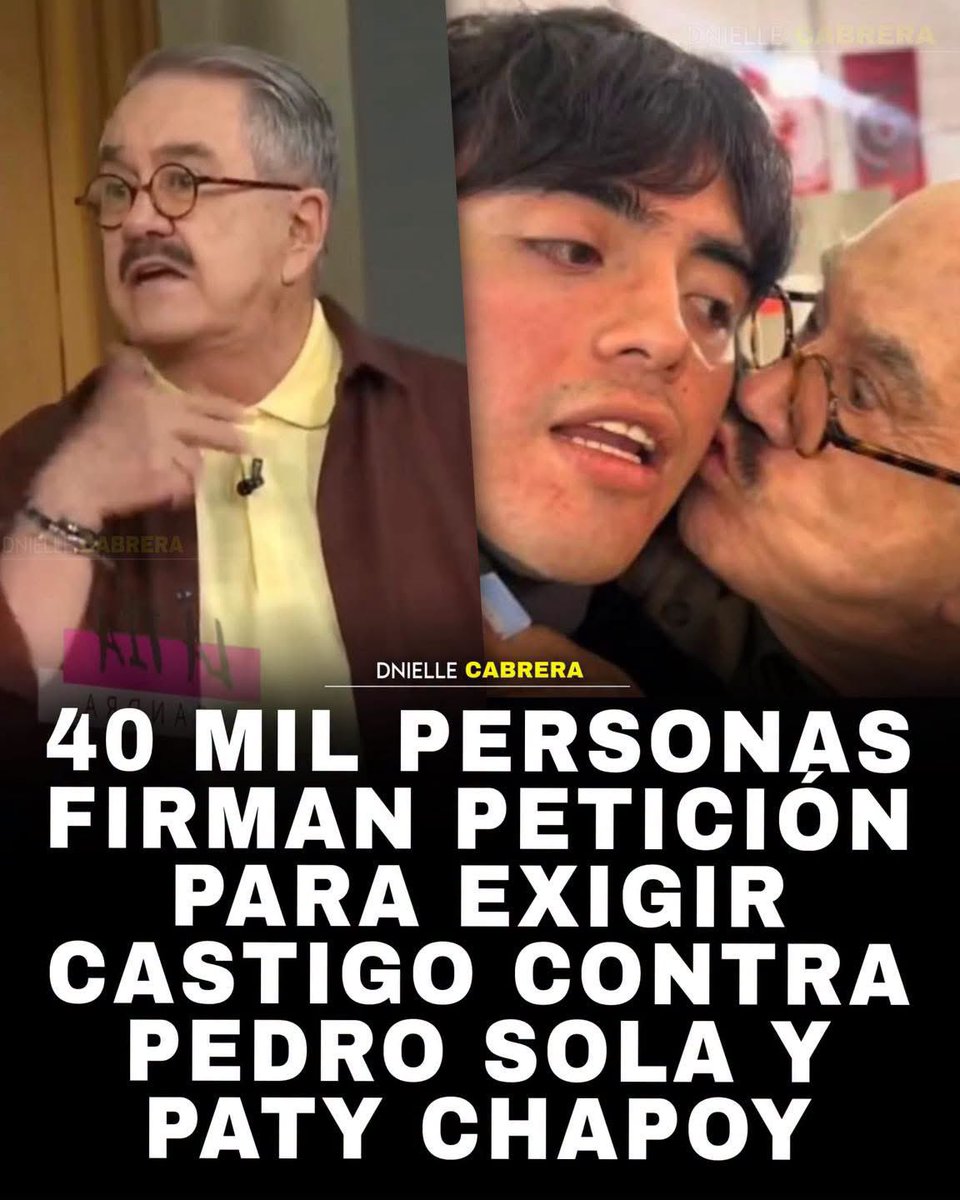 DnielleCabrera's tweet photo. 🚨🇲🇽 MÉXICO EXIGE CASTIGO EJEMPLAR!

Lanzan petición que exige un castigo ejemplar contra Pedro Sola y Paty Chapoy por promover el m4ltrato animal y burlarse de ello, la petición lleva 40 mil firmas a las pocas horas de ser publicada. https://t.co/fQNkAjO5IM