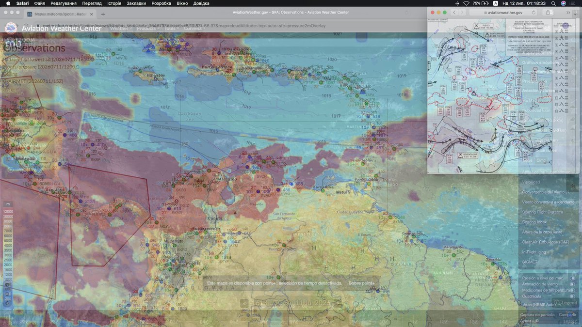 RJt5observatory's tweet photo. https://t.co/oj1exmZH3E
🇻🇪🇯🇵☁️👁‍🗨✈︎Quick Path-Finder its been Enhanced cloud layers  meteoBlue with       
After the Duplex Earthquakes 24th,June 2026    
1500/1600/16xxZ 11th,July 2026

Zoom Earth EUMETSAT MTG Geo   [#RJt5 #P6w]     Accuweather Rainy Rader        
Estos son los materiales del Gobierno de EE. UU./WAFC LONDRES  PGEE05 06Z-11th,July      

Carta meteorológica aeronáutica tras un fuerte terremoto provocado por una falla de desplazamiento lateral. Venezelan surface clouds groups analitics                   

Bottom of them  1000hpa @ 00360ft alt
-----
Bottom of them  0900hpa @ 03200ft alt                        Bottom of them  0800hpa @ 06400ft alt      
-----  
Upper   of them  0600hpa @ 14000ft alt         

WAFC LONDON PGEE05 06Z-11th                

Over!