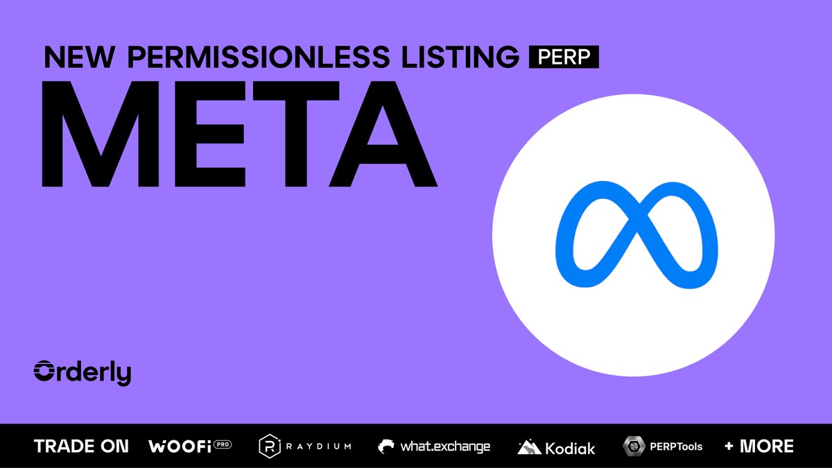 OrderlyNetwork's tweet photo. New Listing: $META is now live

Trade it with up to 10x leverage on any Orderly-powered DEX

Alternatively, launch your own exchange with $META and 100+ other markets: https://t.co/YlLYNZWDW9 https://t.co/oTsL4dsql8