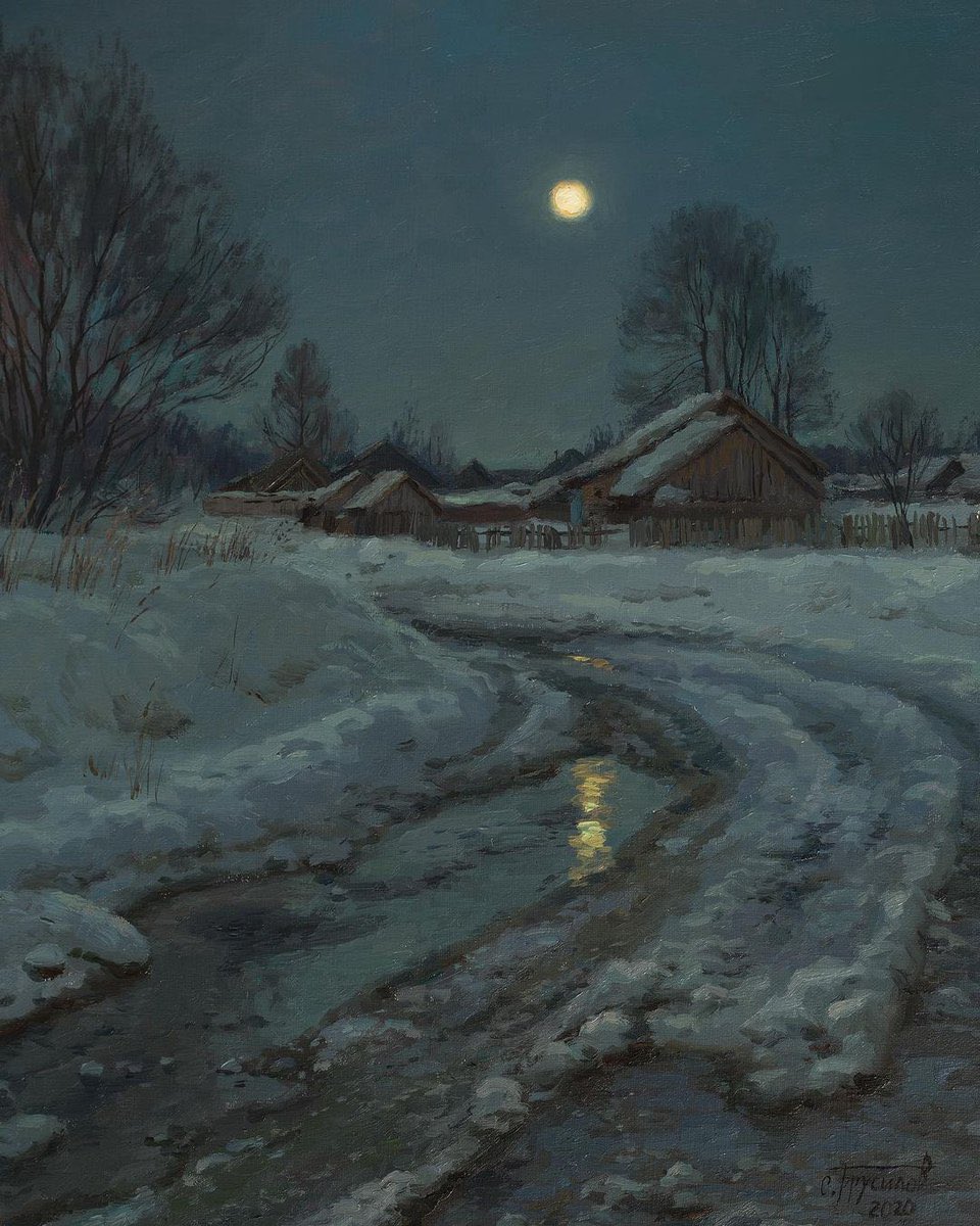 22hrr22min's tweet photo. cold night by stanislav brusilov (russian, 1976-) https://t.co/5pPXnCNSLq