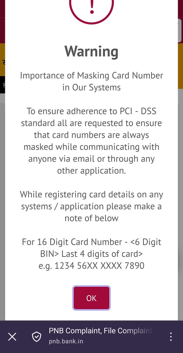 ashivhare1990's tweet photo. @pnbindia i am unable to submit the grievance. the following message pops up while submitting. https://t.co/ISLU4WoagK