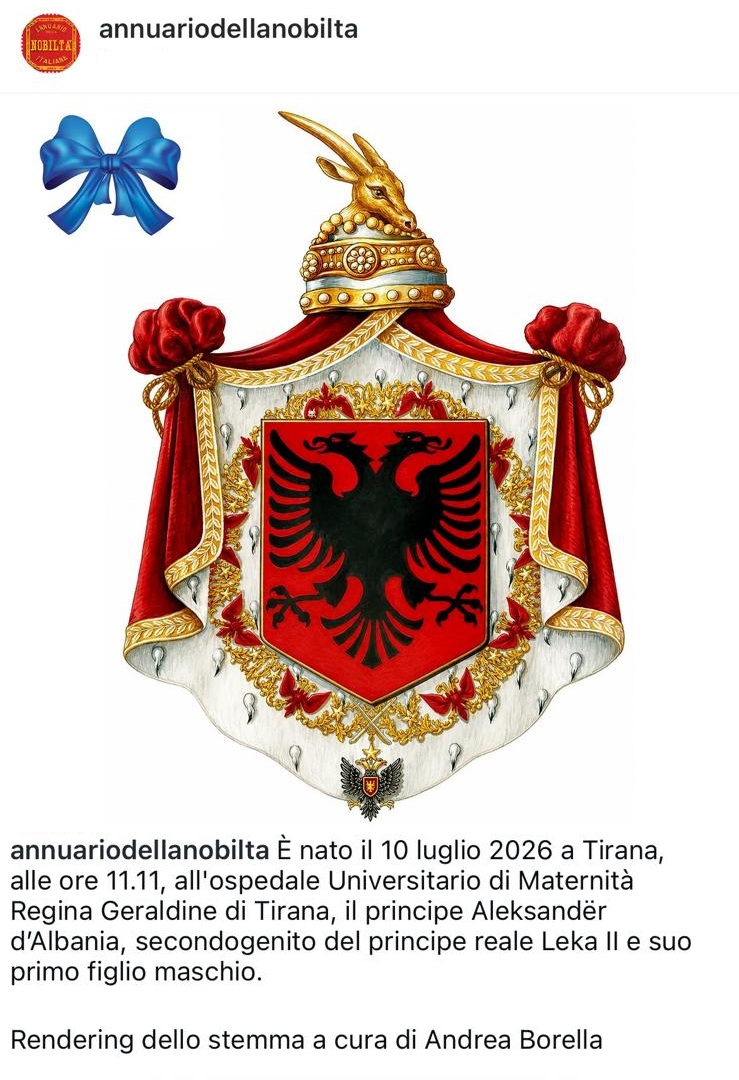annuarionobilta's tweet photo. #araldica #stemmi #stemma #heraldik #heraldry #coatofarms #annuariodellanobilta #annuariodellanobiltàitaliana #annuarionobilta #annuarionobiltà #Albania #Nascita https://t.co/1XbjlWQAJZ