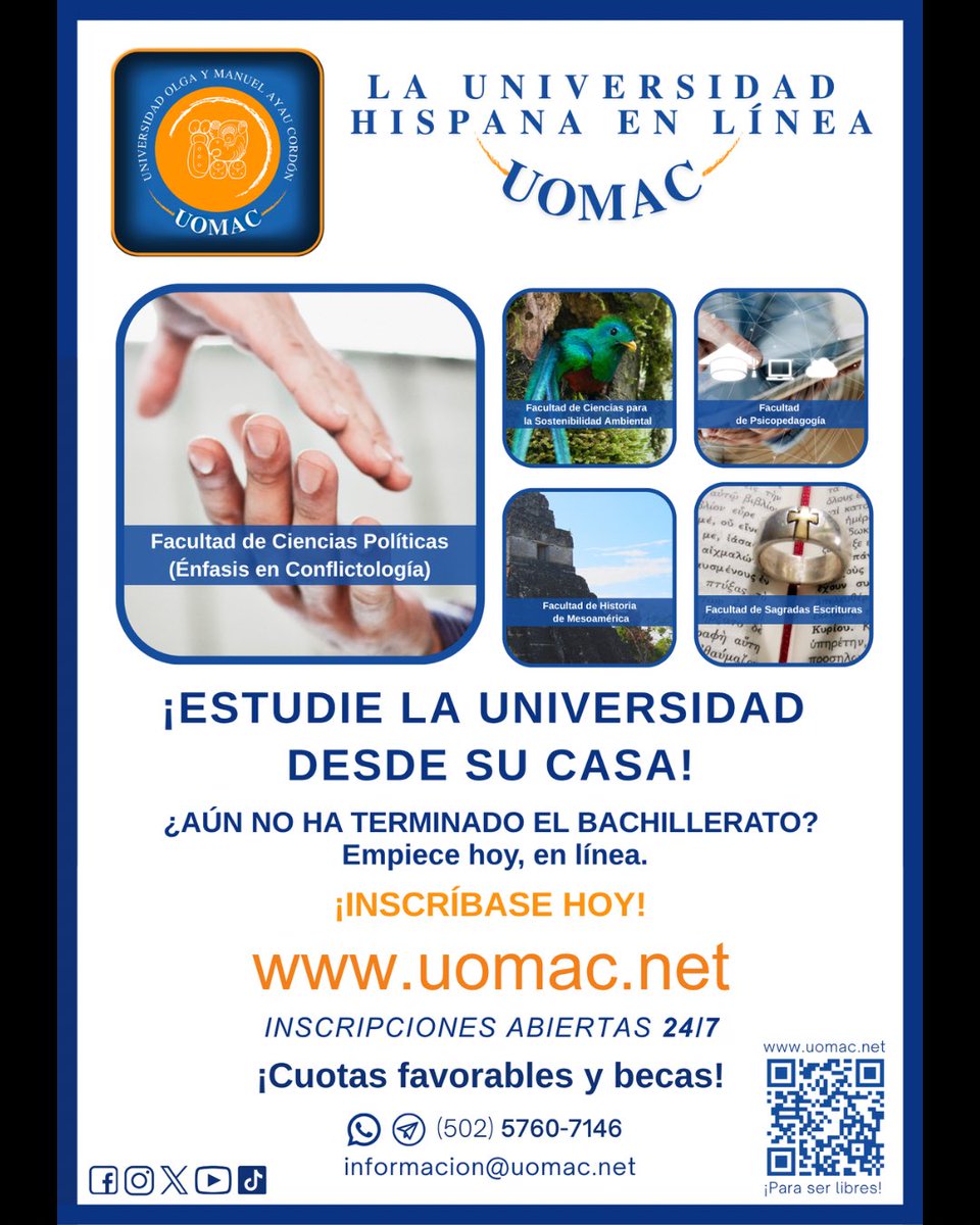 UOMAC_'s tweet photo. ¡Inscríbase HOY mismo ingresando al campus virtual https://t.co/EbjcBdHdiM!
Usted puede iniciar su formación cualquier día del año.

Contáctenos:
📨 informacion@uomac.net
📲 WhatsApp o Telegram: +502 5805 8928

UOMAC “La Universidad en línea”
¡Para ser libres!

#UOMAC https://t.co/uey9Hfb55z