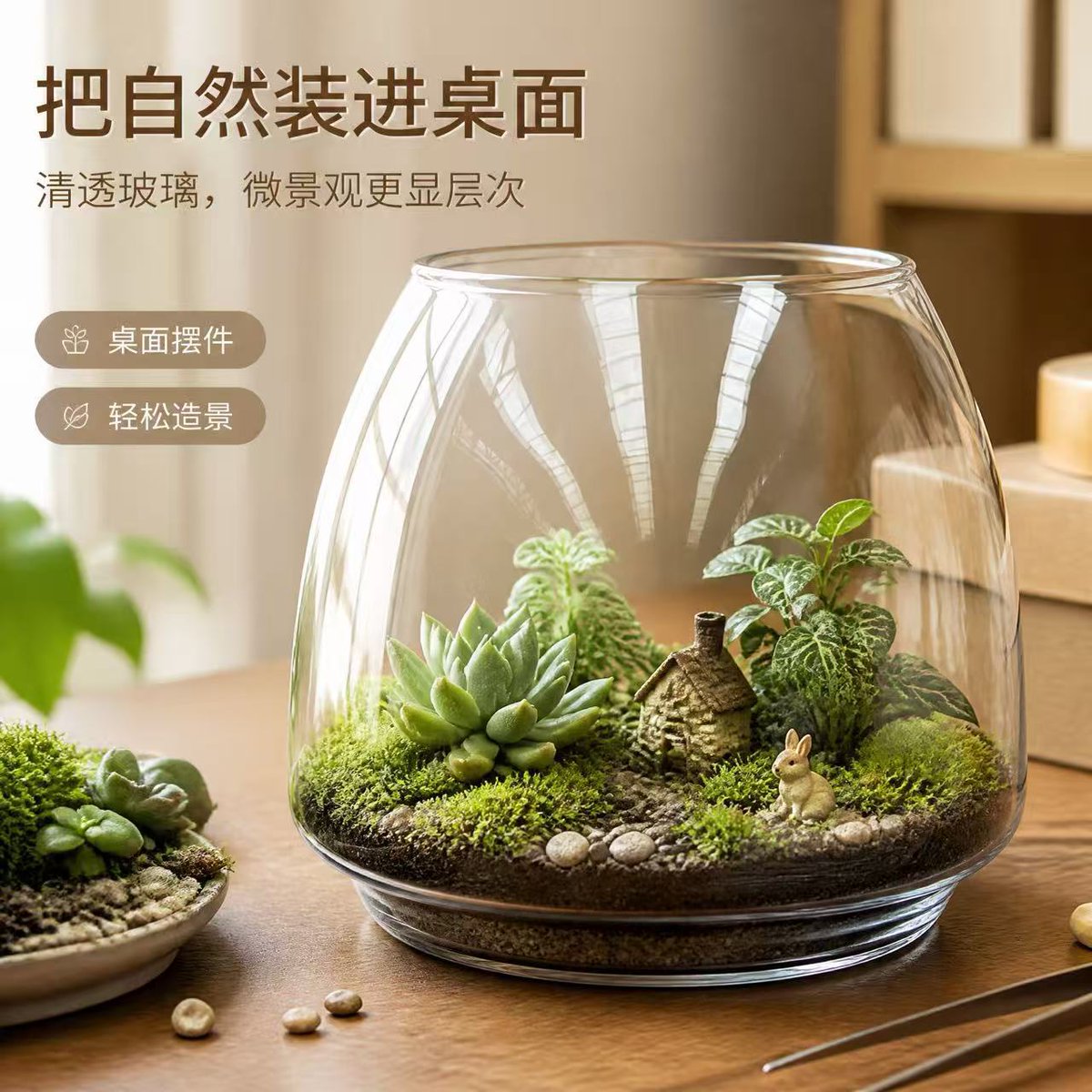 RsPCc9ypVrpXV0L's tweet photo. Just made a potted succulent terrarium with thrifted glass jars and moss! Quick, cozy DIY to spruce up my desk #DIYFun https://t.co/Nf74RuBo0E