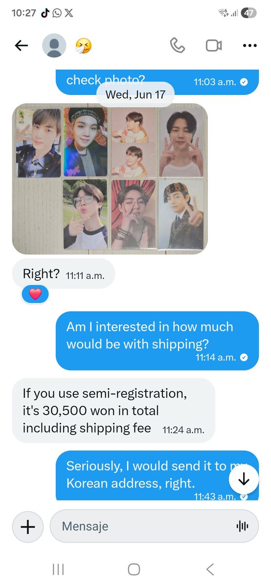 chavez106491's tweet photo. 🚨 Scam NOTICE / BUY ALERT 🚨
I make this thread to report and burn the Korean seller @MNrLW for not sending and ghosting. I bought her some photocards on June 17 and she refuses to respond, but she is still active selling to others.
I open the thread with the tests 👇🧵 https://t.co/pNgAvzRrDl