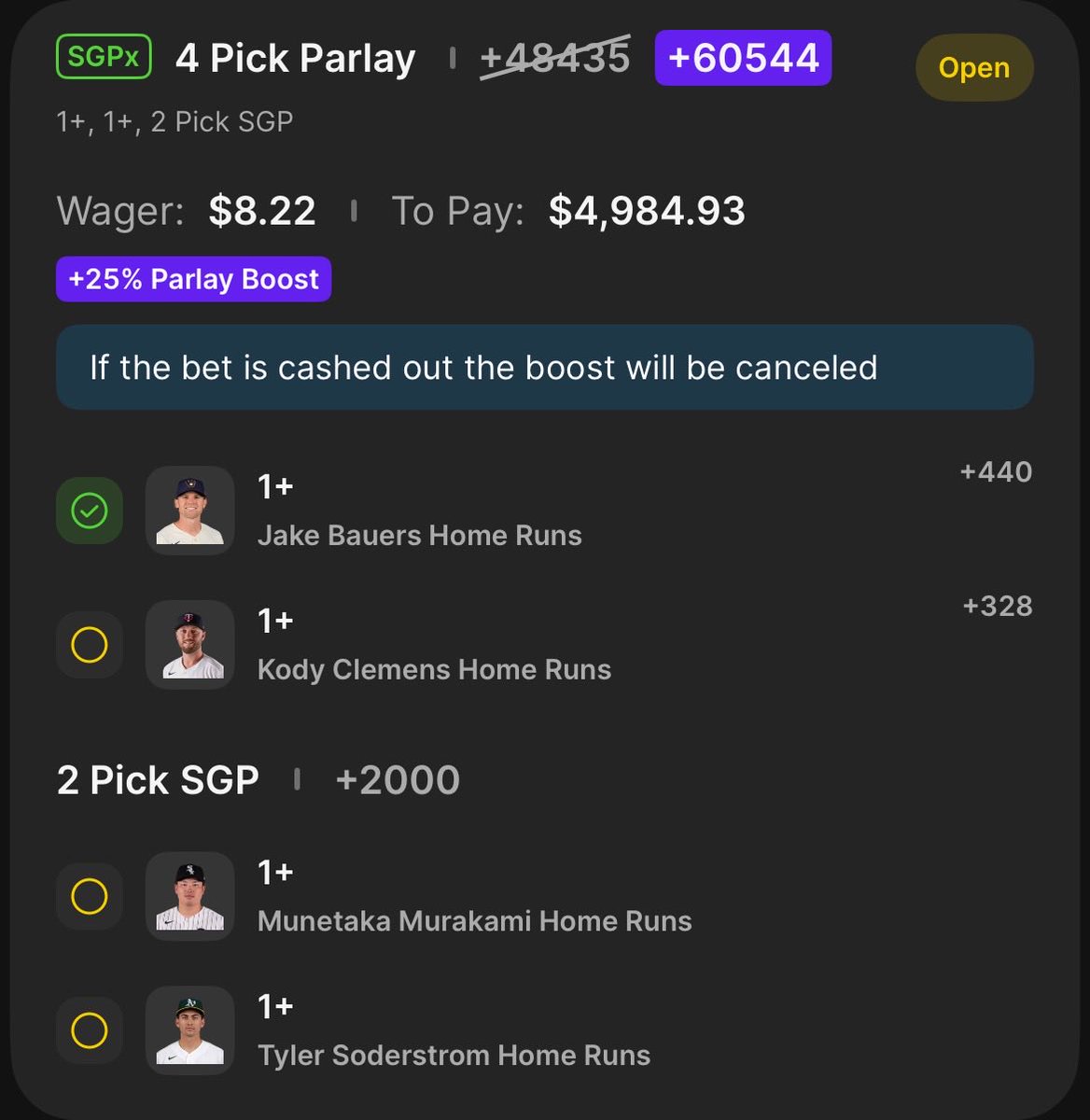 JetLifePicks's tweet photo. @MLBHR Perfect start. Come HRs!!! No whammys No whammys No wammys https://t.co/lZRN9WhesJ