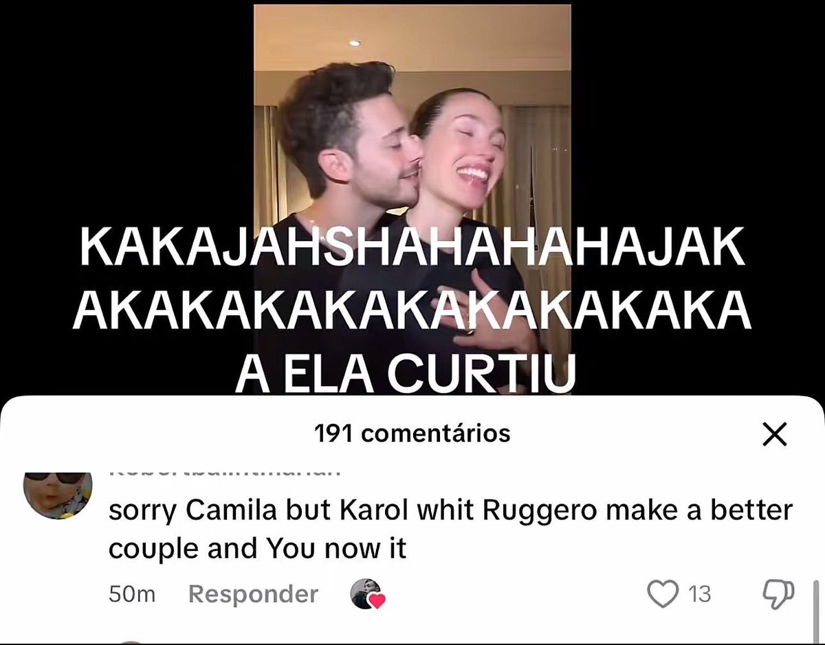 retvzfcb's tweet photo. "desculpe, camila, mas karol e ruggero formam um casal melhor, e você sabe disso" E ELA CURTINDO https://t.co/2ANuoDEUAu