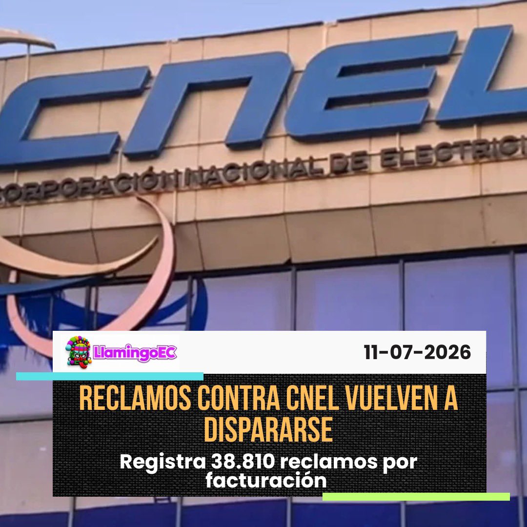 LlamingoE's tweet photo. #ECUADOR | Los reclamos por presuntos errores en la facturación eléctrica de CNEL volvieron a dispararse en 2026. Entre abril y junio se registraron 38.810 quejas por cobros excesivos, de las cuales 19.295 corresponden a Guayaquil, ciudad que concentró casi la mitad de los reclamos a escala nacional.

Las cifras se acercan al récord histórico de 2023, cuando el segundo trimestre cerró con 40.312 reclamos. Sin embargo, CNEL no publica información completa en su portal de datos abiertos, ya que faltan registros de enero, febrero y marzo de 2023 y 2026, así como datos recientes sobre los montos facturados.

Mientras tanto, la investigación por la presunta red de corrupción dentro de CNEL sigue en fase previa, sin personas procesadas. En la Asamblea, funcionarios de la empresa expusieron casos de refacturaciones irregulares, alteración de lecturas y anomalías detectadas en varias unidades de negocio.

#Ecuador #CNEL #FacturaciónEléctrica #Guayaquil
