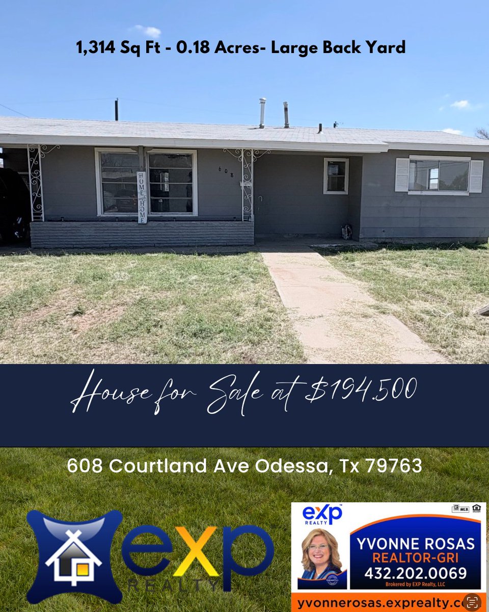 rosas01_yvonne's tweet photo. 🚪 Step inside your next opportunity!
TODAY - Sat 7/11/26 • 1 PM
608 Courtland Ave, Odessa
3 bed / 2 bath • Could be 4 Bed/ 2 Bath
Starter home vibes + investment potential in one. Don’t miss it! 🔑
#OdessaTX #HomeswithYvonne #HelpingYouHome https://t.co/4vVAS2uD52