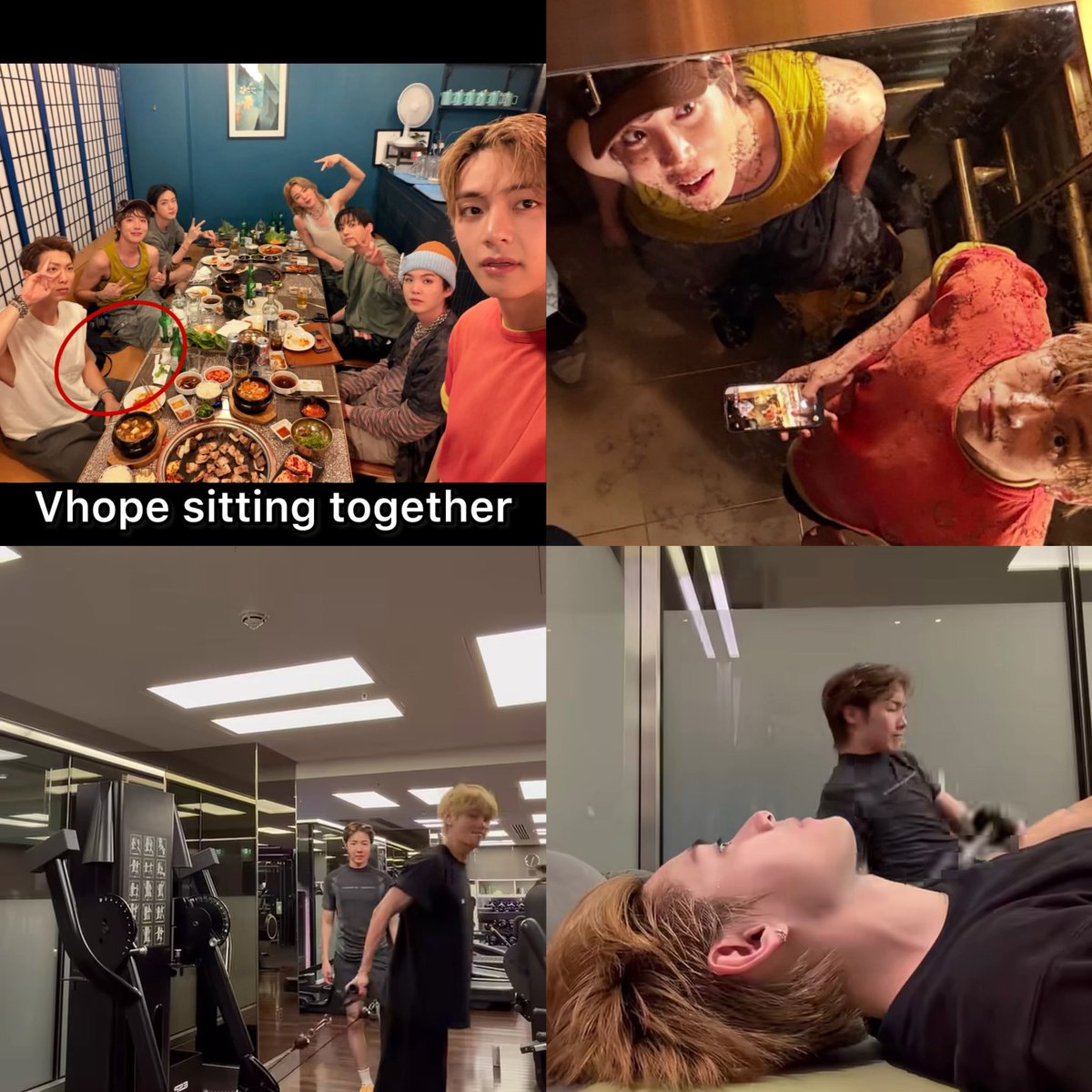 kookievall's tweet photo. This is so funny."You got 1st slap" and all we've been getting for the past two days is Taehyung and Hobi going on dates together while Jungkook looks like a third wheel😆They clipped a one-second moment of Tae and Jk in the same frame and called it «Taekook slapping you» losers https://t.co/yCcVCwzho5
