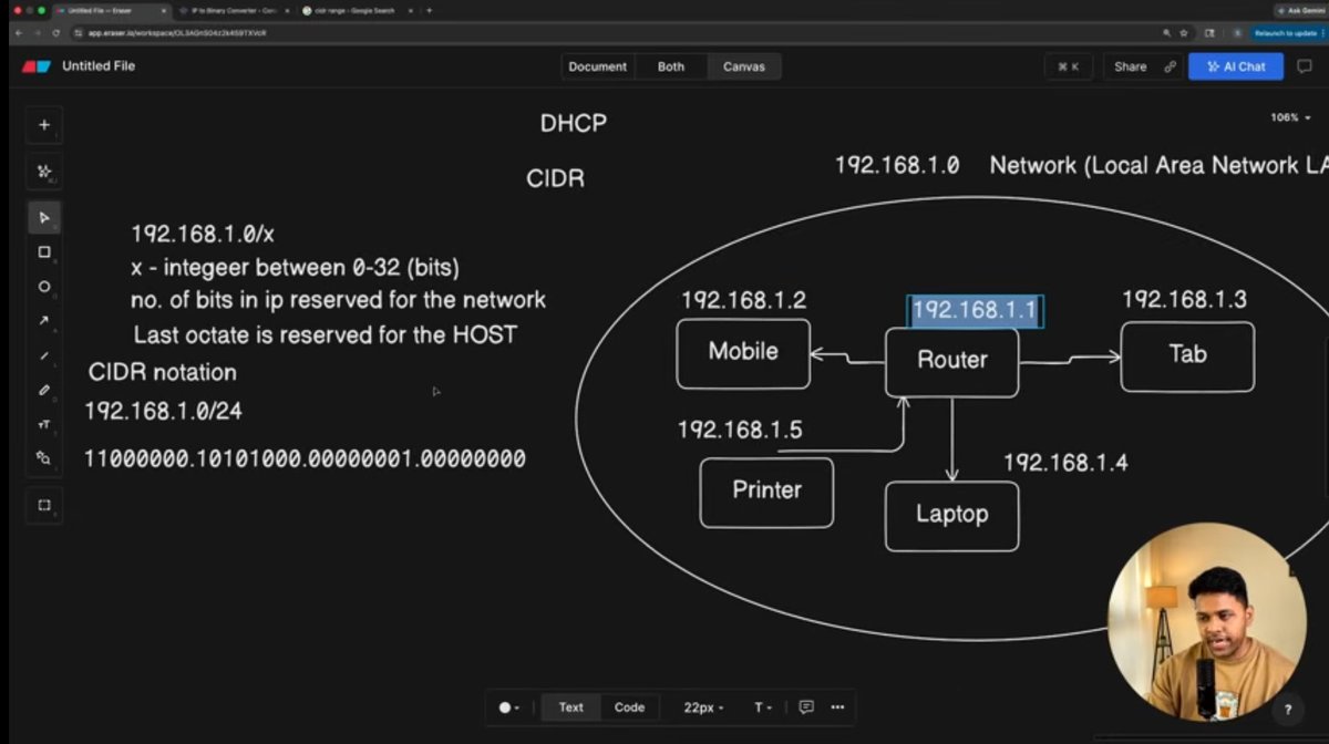 sinha_ketan's tweet photo. Day 2 with Chai aur Network:
#LearningInPublic
☑️ Understanding Network 
-Basic of Network and Host
-CIDR notation 
-Subnet &amp; subnet mask 
-Role and practical application of subnet mask in Networking.
@ChaiCodeHQ @Hiteshdotcom @wajeshubham https://t.co/2F0vm88YE8
