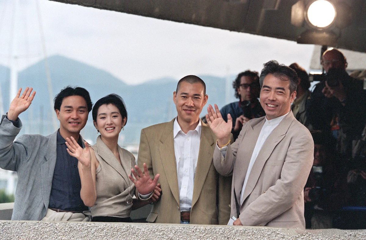 zhenhuanjie's tweet photo. farewell my concubine leading cast, director chen kaige, and producer hsu feng at the cannes film festival in 1993

they all looked so happy here🫶 https://t.co/ulZ28sgsd2