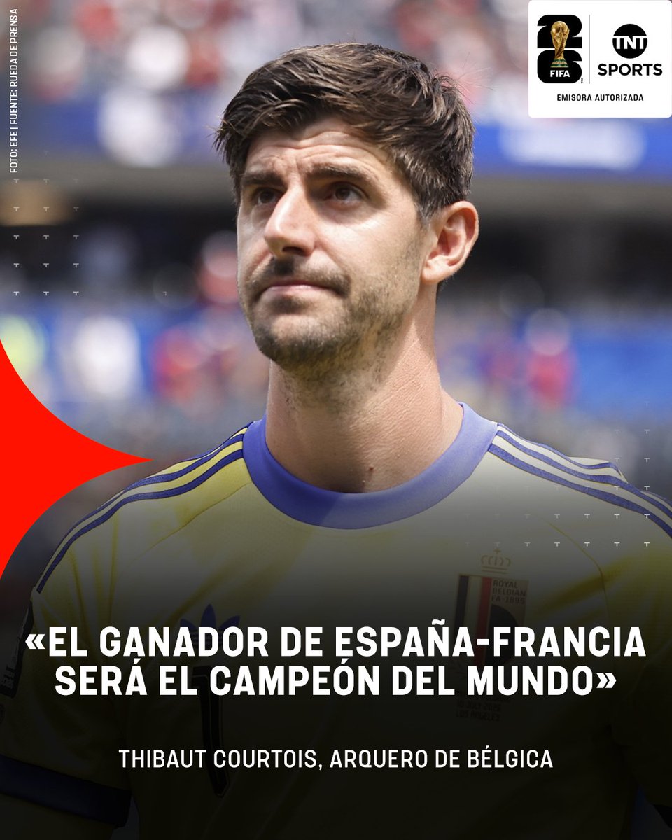 TNTSportsAR's tweet photo. La reflexión de THIBAUT COURTOIS después de la eliminación de Bélgica sobre la semifinal que se viene entre FRANCIA y ESPAÑA 😳🇫🇷🇪🇸

🇧🇪🗣️ "Creo que el ganador será el campeón del mundo", declaró el arquero que debió ser reemplazado contra la Roja.

¿Opiniones? 👀

#TNTSportsMundial