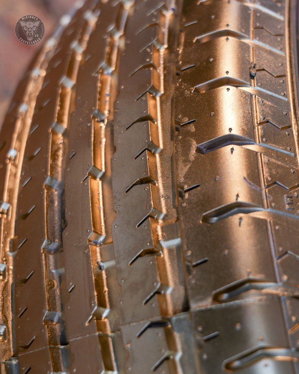 McKChupacabras's tweet photo. A closer look at the finer details of the Golden Tire Cup, presented by Prinx Tires. 🛞

Both this trophy and the Ranger Division title are on the line tonight as the Chupacabras face Texoma - kickoff is at 7:30 p.m. at Ron Poe Stadium! 🏟️

#FearThePack https://t.co/agXmvY3tyT
