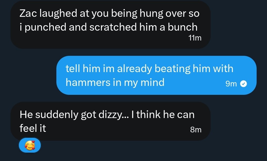 chickadeedays's tweet photo. I love it when #myaster defends me...it's like I'm a princess 😇 regardless, I will be beating Zac with hammers 😊💢 https://t.co/TPV6Srbd43