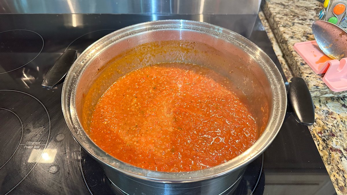 SharonH79111's tweet photo. God’s bounty - several batches of marinara have been made and some frozen and this year we grew tomatillos so I made salsa Verda  🙌🏻 we learned a lot thru trial/error and @YouTube over the years with our backyard garden 🤣🙌🏻 https://t.co/n2uwBTxl0I