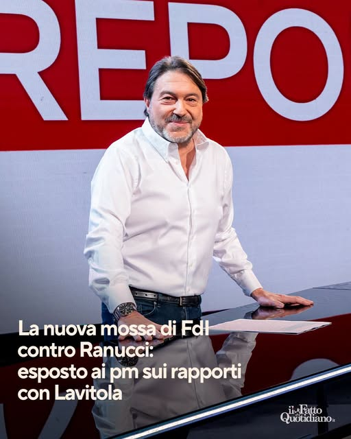 serebellardinel's tweet photo. Il @FratellidItalia,anzichè chiedere commissione inchiesta su #Santanchè o su presunto mandante, si accaniscono contro #Ranucci! Tutte queste azioni non sono altro che la conferma che è stata una manovra studiata a tavolino per farlo fuori! #IoStoConRanucci!!! https://t.co/vh8i1FYdto